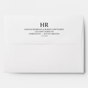 Elegant Black and White Classic Monogram Wedding Envelope
