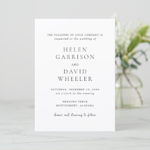 Elegant Black and White Classic Wedding Invitation