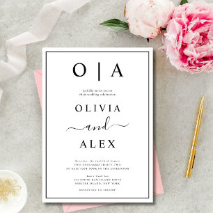 Elegant Black and White Classic Wedding Invitation