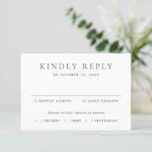 Elegant Black and White Classic Wedding RSVP Card
