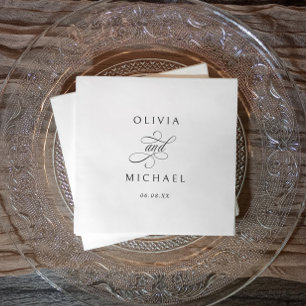 Elegant Black and White Classy Minimalist Wedding Napkin