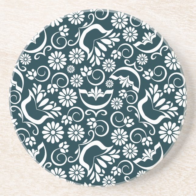 Elegant black and white coaster (Front)