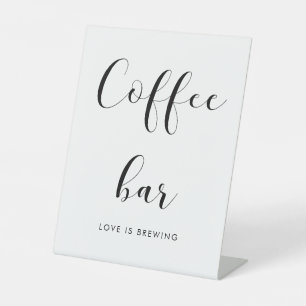 Elegant Black and White Coffee Bar Pedestal Sign