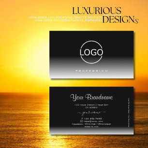 Elegant Black and White Colour Gradient with Logo Business Card