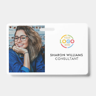 Elegant Black and White Company Employee Photo ID Badge