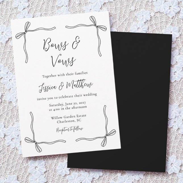 Elegant Black and White Coquette Bow Wedding Invitation (Elegant Black and White Coquette Bow Wedding Invitation)