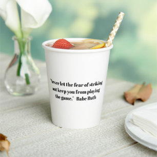 Elegant black and white custom phrase text paper cups