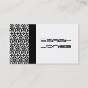 Elegant Black and White Damask Busines Card