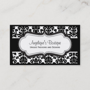 Elegant Black and White Damask Business Cards