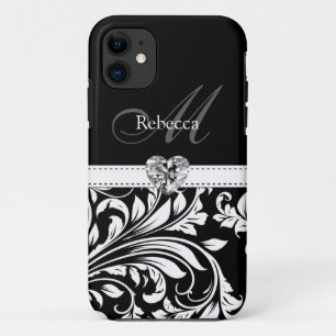 Elegant Black and White Damask Case-Mate iPhone Case