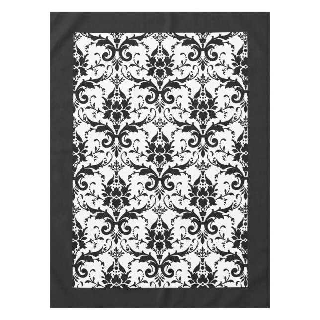 Elegant Black And White Damask Pattern  Tablecloth (Front)