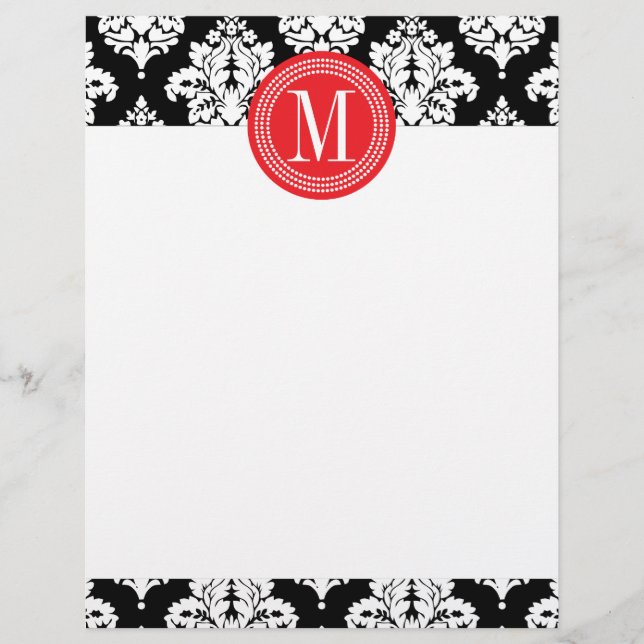 Elegant Black and White Damask Personalised (Front)