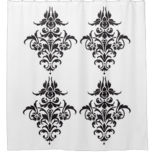 Elegant Black and White Damask Shower Curtain