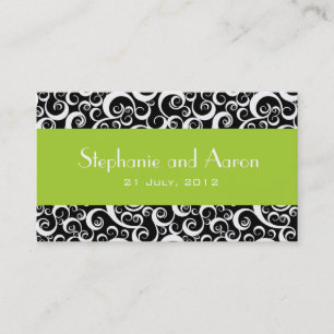 Elegant Black and White Damask Wedding Card