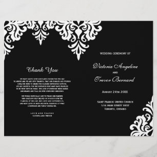 Elegant Black and White Damask Wedding Programs