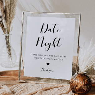 Elegant Black and White Date night ideas sign