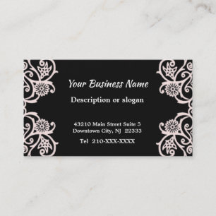 Elegant Black and White Deco Flower Business Card