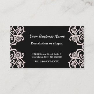 Elegant Black and White Deco Flower Business Card