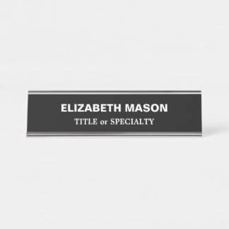 Elegant Black and White Desk Name Plate