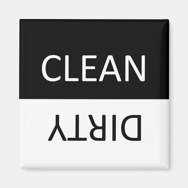 Elegant Black and White Dirty Clean Dishwasher Magnet (Front)