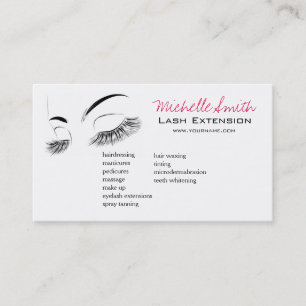 Elegant Black and White Eyelashes Drawing Lash Bar Business Card