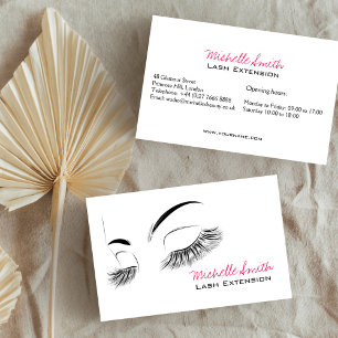 Elegant Black and White Eyelashes Drawing Lash Bar Business Card