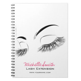 Elegant Black and White Eyelashes Drawing Lash Bar Spiral Notebook