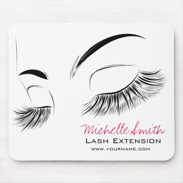 Elegant Black and White Eyelashes Makeup Lash Bar Mouse Pad (Front)