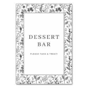 Elegant Black and White Floral Border Table Number