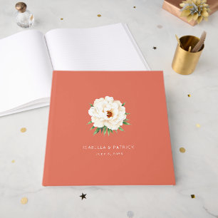 Elegant Black and White Floral Invitation Guest Book