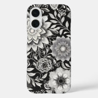 Elegant Black and White Floral Lace Pattern