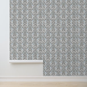 Elegant Black and White Floral Pattern Wallpaper