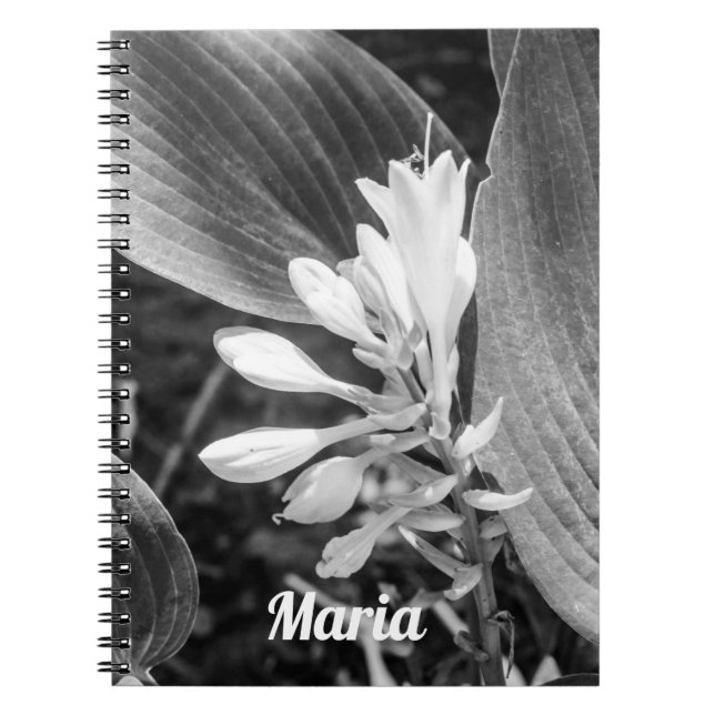 Elegant Black and White Floral Photo Personalised Notebook (Front)