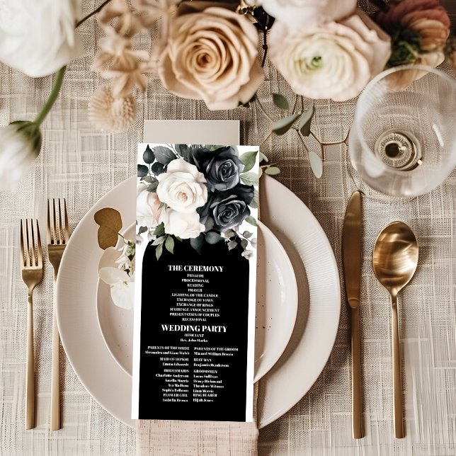 Elegant Black and White Floral Wedding Programme (Creator Uploaded)