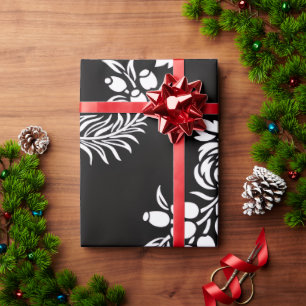 Elegant Black and White Floral Wrapping Paper