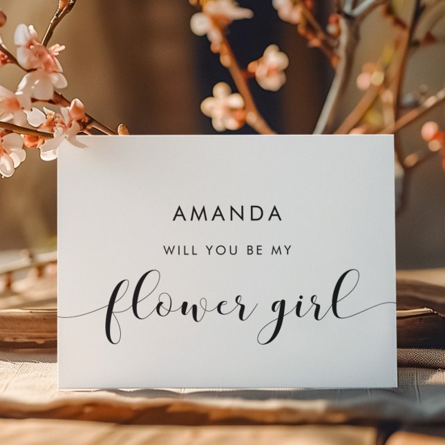 Elegant Black and White Flower Girl proposal card (Creator Uploaded)