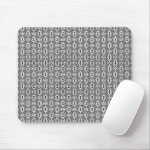 Elegant Black and White Folk Floral Seamless Patte Mouse Pad