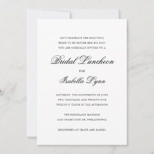 Elegant Black and White Formal Bridal Luncheon Invitation