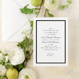 Elegant Black and White Formal Calligraphy Wedding Invitation