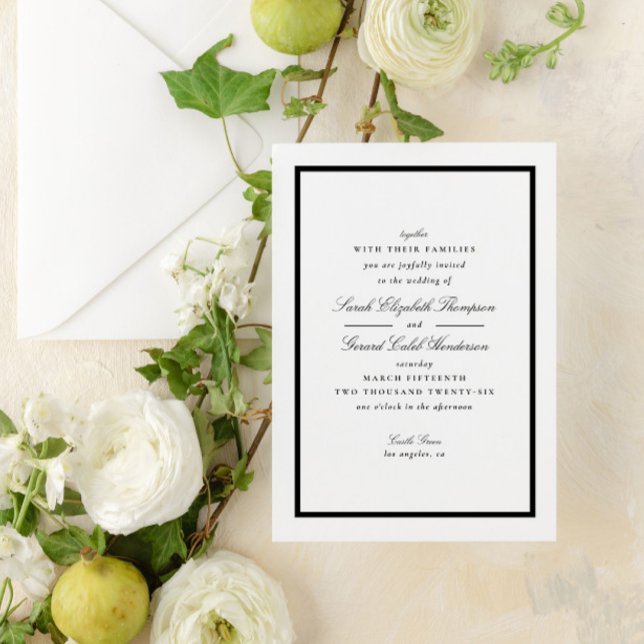 Elegant Black and White Formal Calligraphy Wedding Invitation (Creator Uploaded)