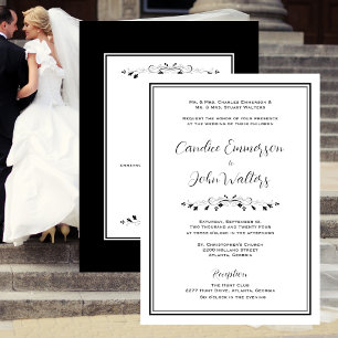 Elegant Black and White Formal Wedding with RSVP Invitation