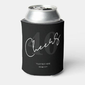Elegant Black and White Forty 40th Birthday Can Cooler