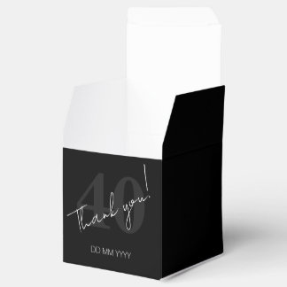 Elegant Black and White Forty 40th Birthday Favour Box