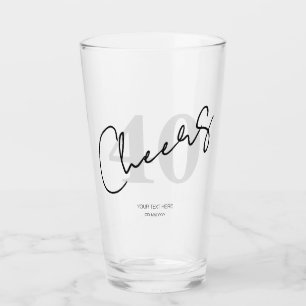 Elegant Black and White Forty 40th Birthday Glass