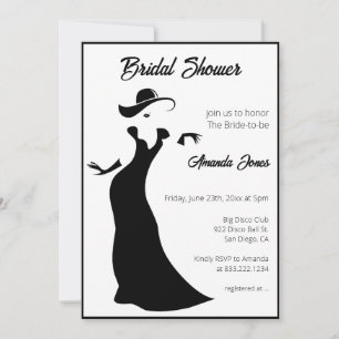 Elegant Black and White French Lady Bridal Shower Invitation