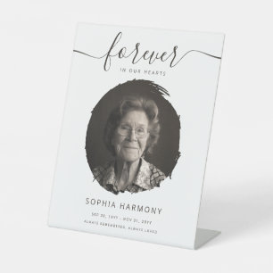 Elegant Black and White Funeral Memorial Pedestal Sign