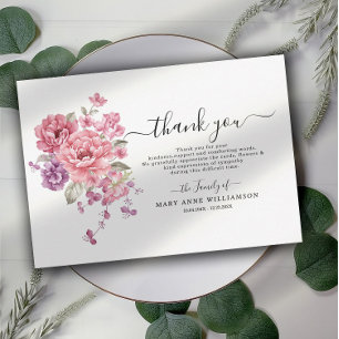 Elegant Black and White Funeral Thank You Card