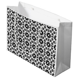 Elegant Black and White Geometric Pattern Large Gift Bag