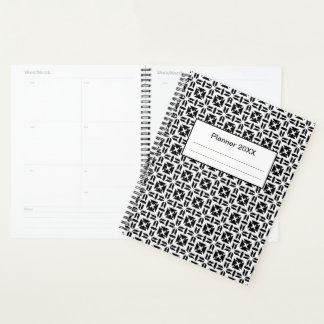 Elegant Black and White Geometric Pattern Planner