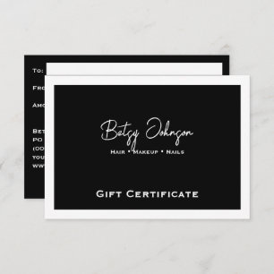 Elegant Black and White Gift Certificate Card